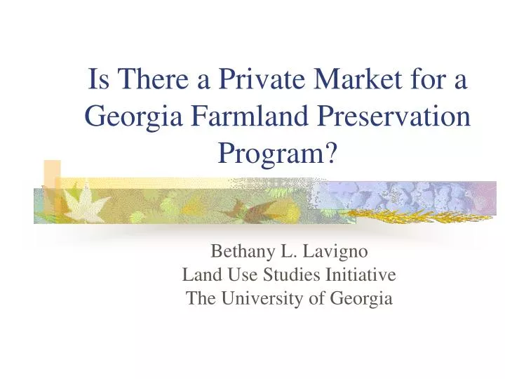 is there a private market for a georgia farmland preservation program n.