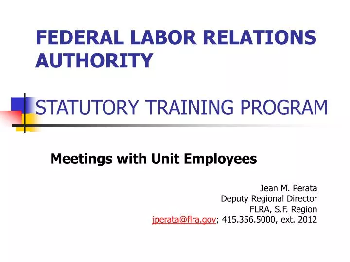federal labor relations authority statutory training program n.