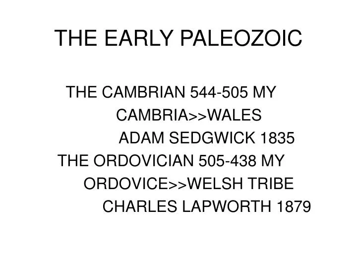 the early paleozoic n.
