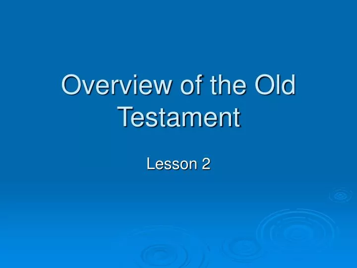 overview of the old testament n.