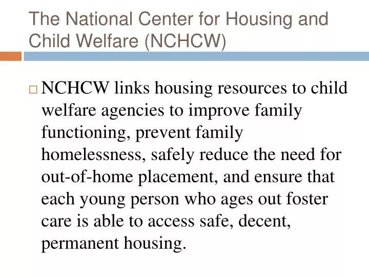 the national center for housing and child welfare nchcw n.