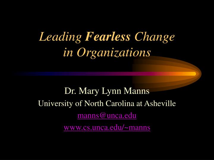 leading fearless change in organizations n.