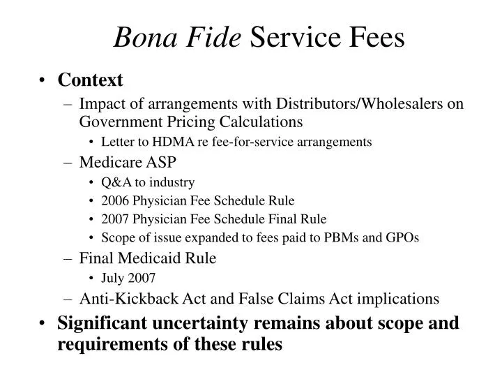 bona fide service fees n.