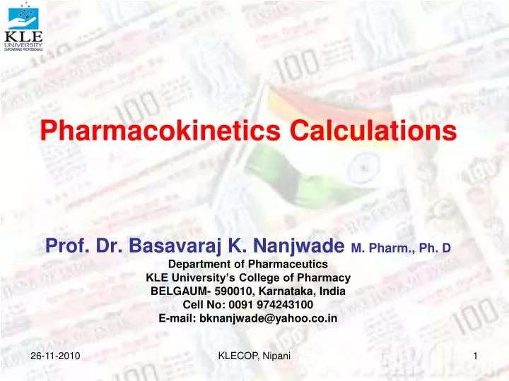 pharmacokinetics and dynamics calculator