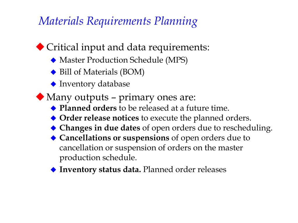 PPT Chapter Materials Requirements Planning PowerPoint Presentation ID