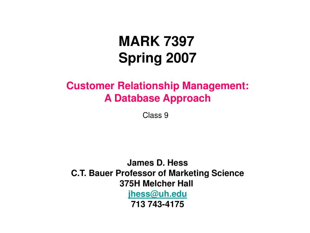 PPT Customer Relationship Management A Database Approach PowerPoint
