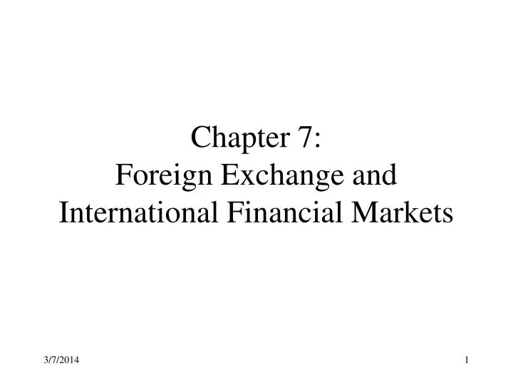 chapter 7 foreign exchange and international financial markets n.