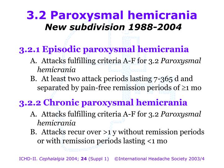 Prevention Of Paroxysmal Hemicrania