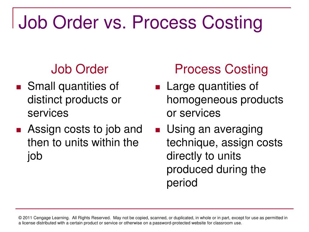 Explain the differences between job order costing and process costing