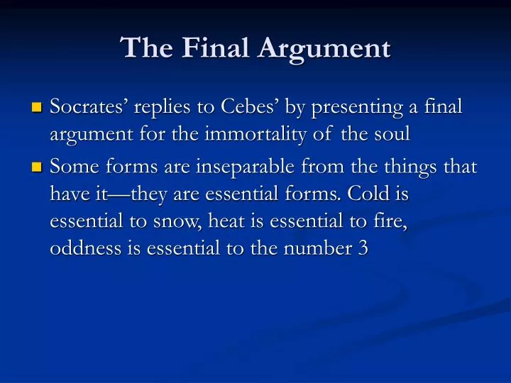 the final argument n.