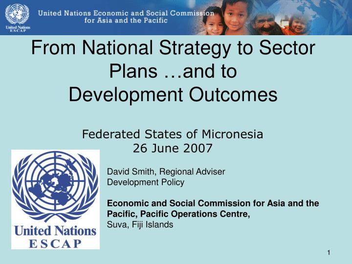 from national strategy to sector plans and to development outcomes n.