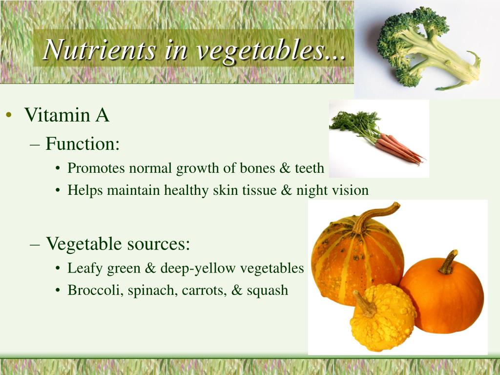 Vegetables list