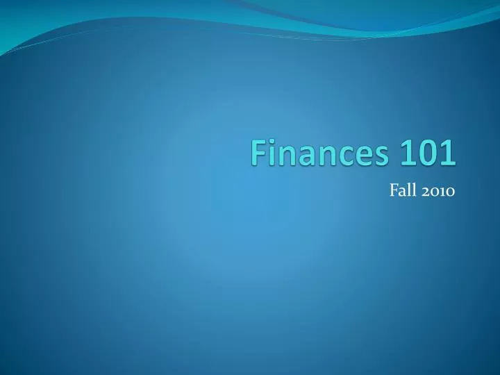finances 101 n.