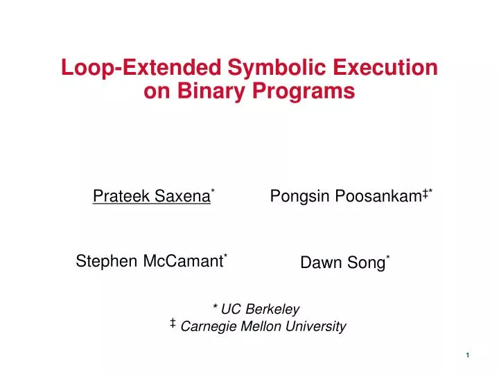 loop extended symbolic execution on binary programs n.