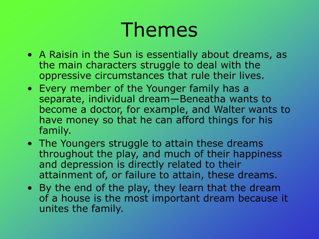 theme essay on a raisin in the sun