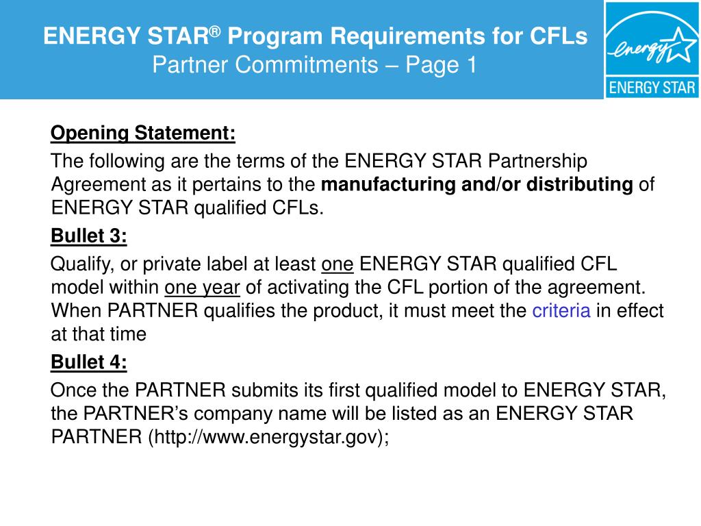 PPT ENERGY STAR Criteria for CFLs Partner & Stakeholder Meeting