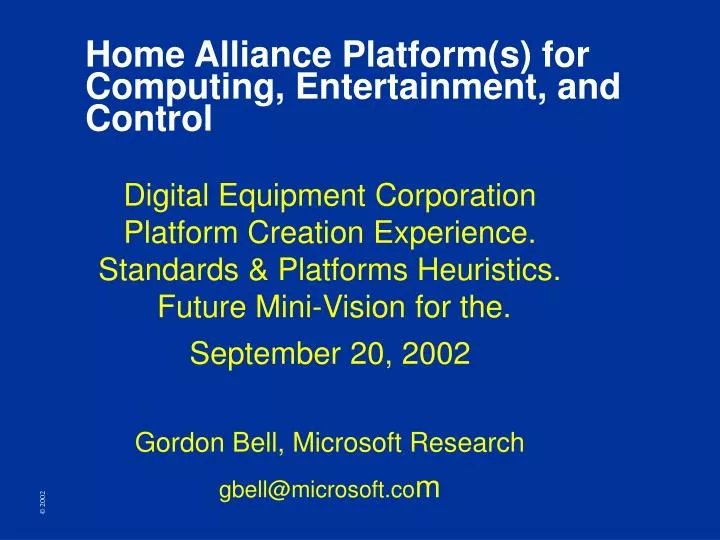 PPT Home Alliance Platform(s) for Computing, Entertainment, and