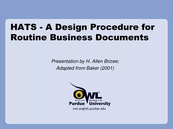hats a design procedure for routine business documents n.