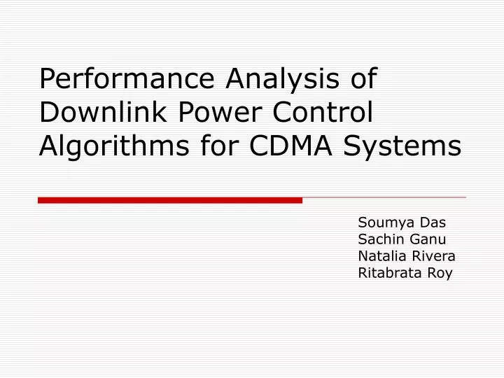 PPT Performance Analysis of Downlink Power Control Algorithms for