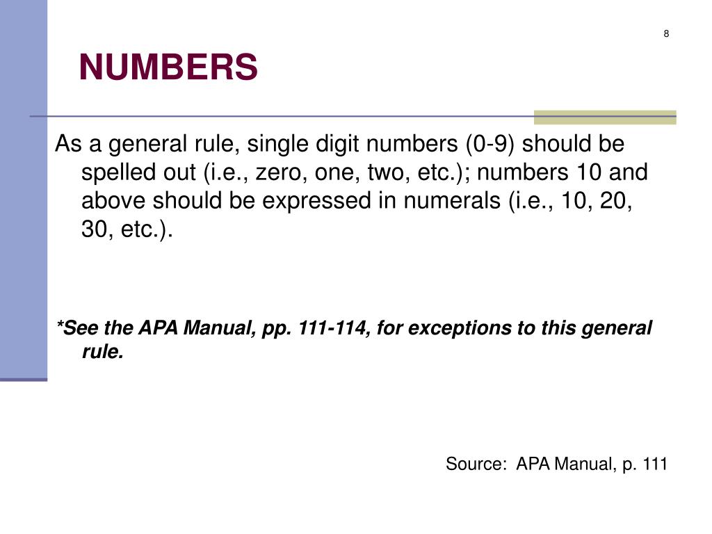 apa number writing rules