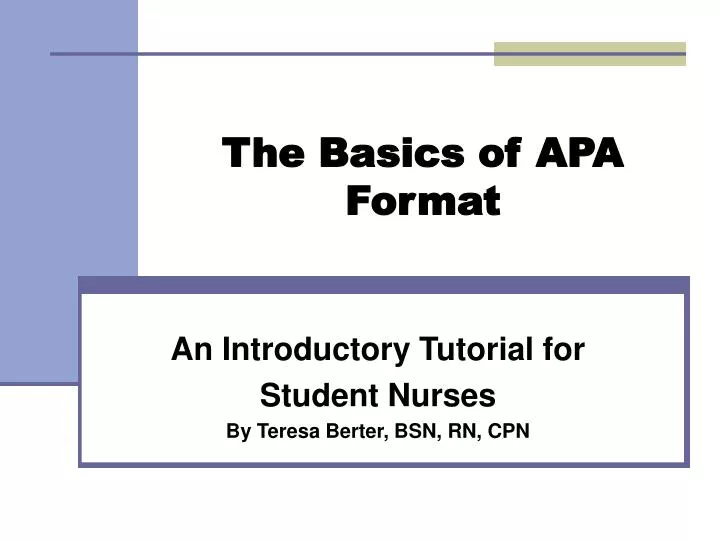 the basics of apa format n.
