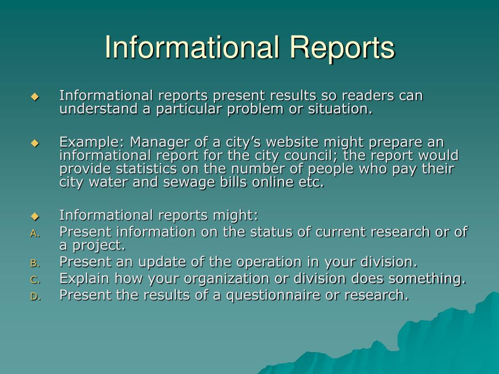 the meaning of informational report