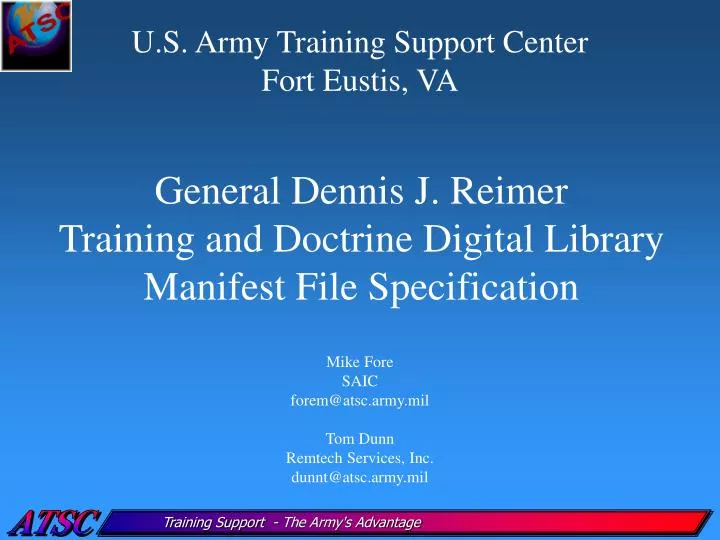 general dennis j reimer training and doctrine digital library manifest file specification n.
