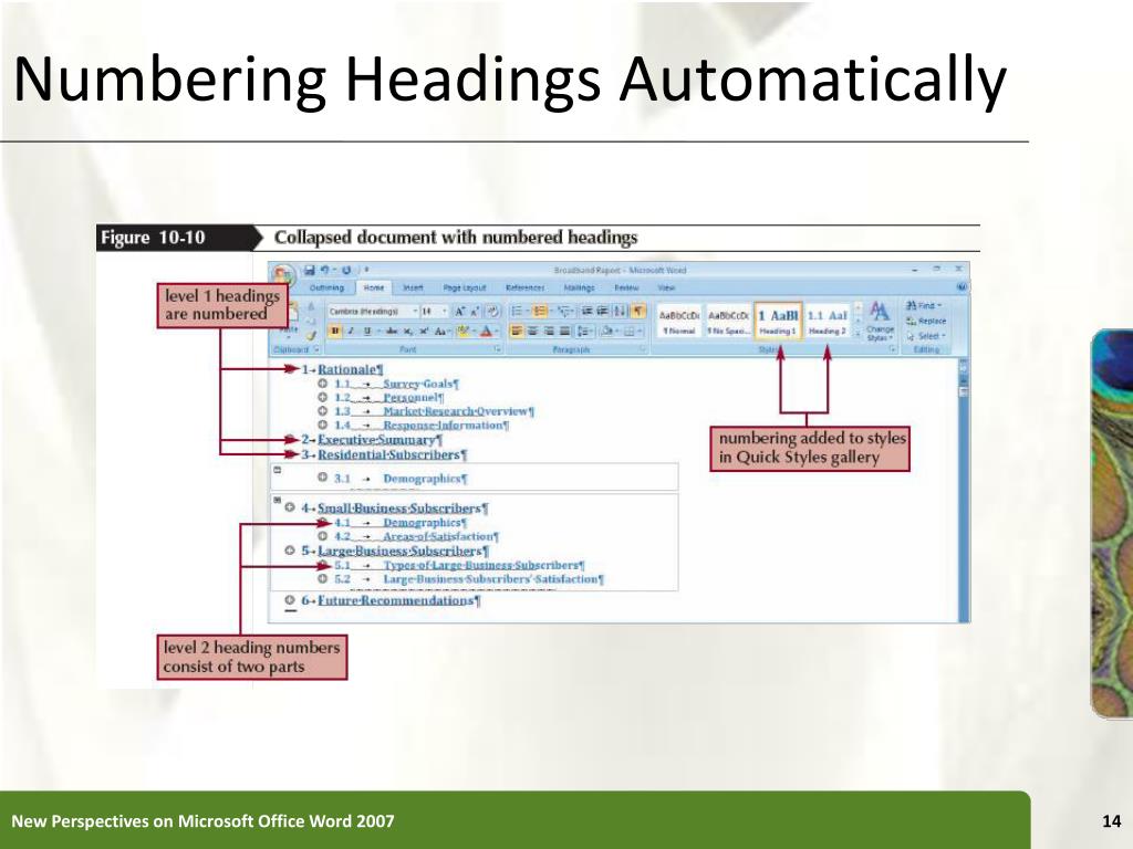 microsoft word heading automatic numbering