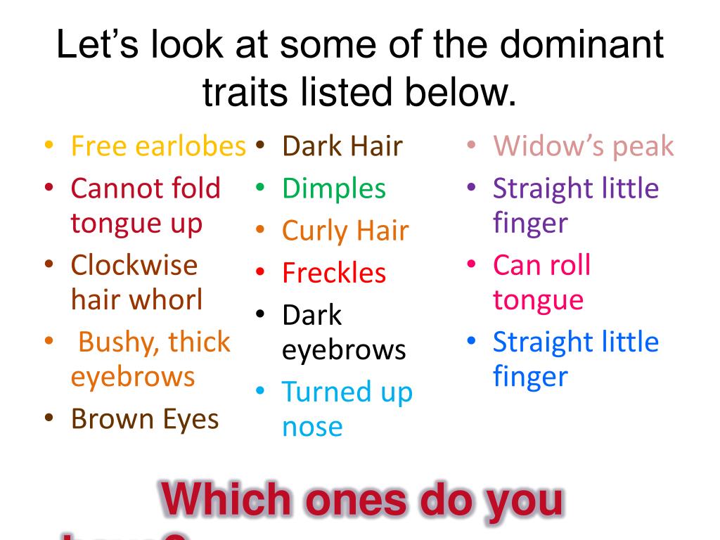 dominant traits examples