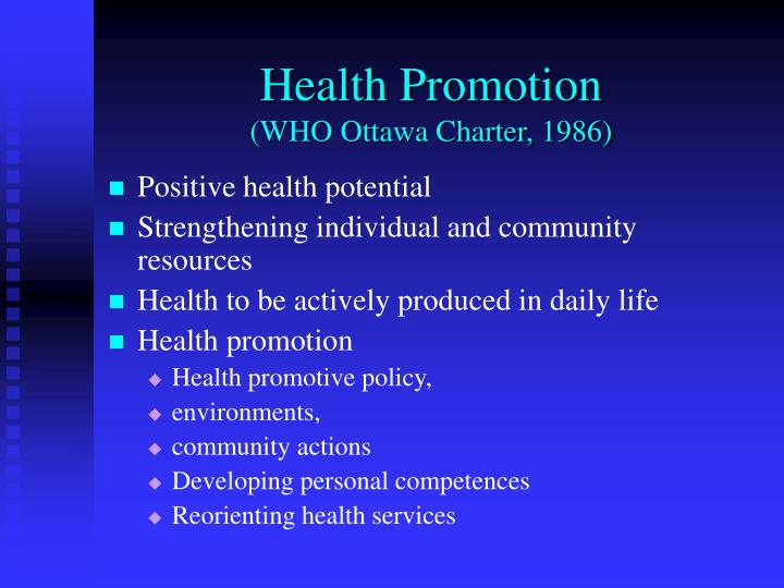 the ottawa charter and health promotion Introductory works although many believe that the ottawa charter launched the notion of “health promotion,” this concept had existed in. the ottawa charter and health promotion Introductory works although many believe that the ottawa charter launched the notion of “health promotion,” this concept had existed in.