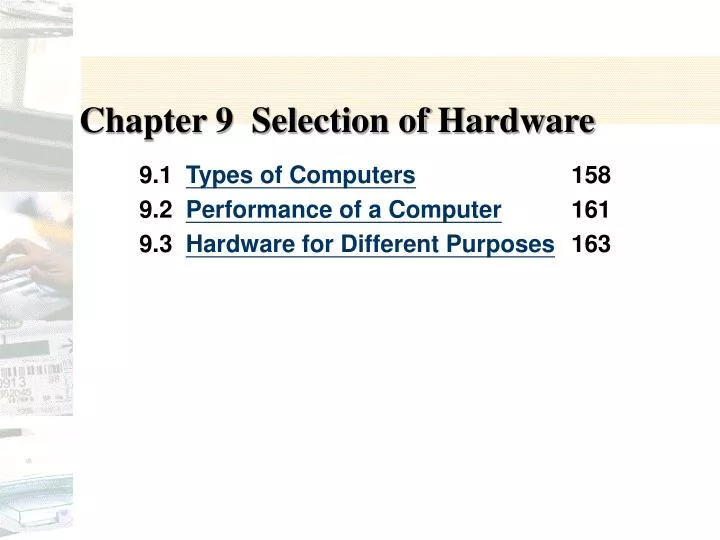chapter 9 selection of hardware n.
