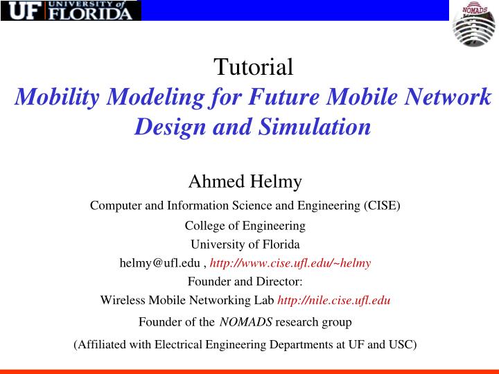tutorial mobility modeling for future mobile network design and simulation n.