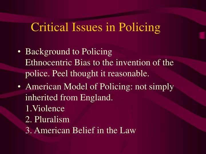 critical issues in policing n.
