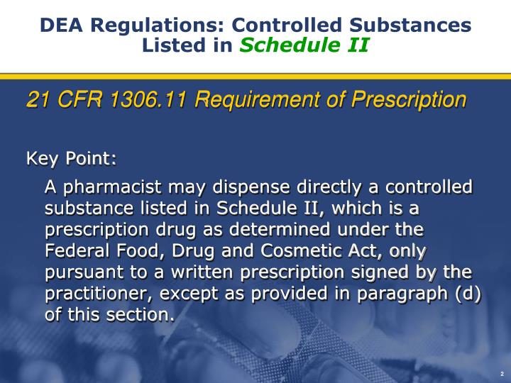 PPT DEA Regulations Controlled Substances Listed in Schedule II