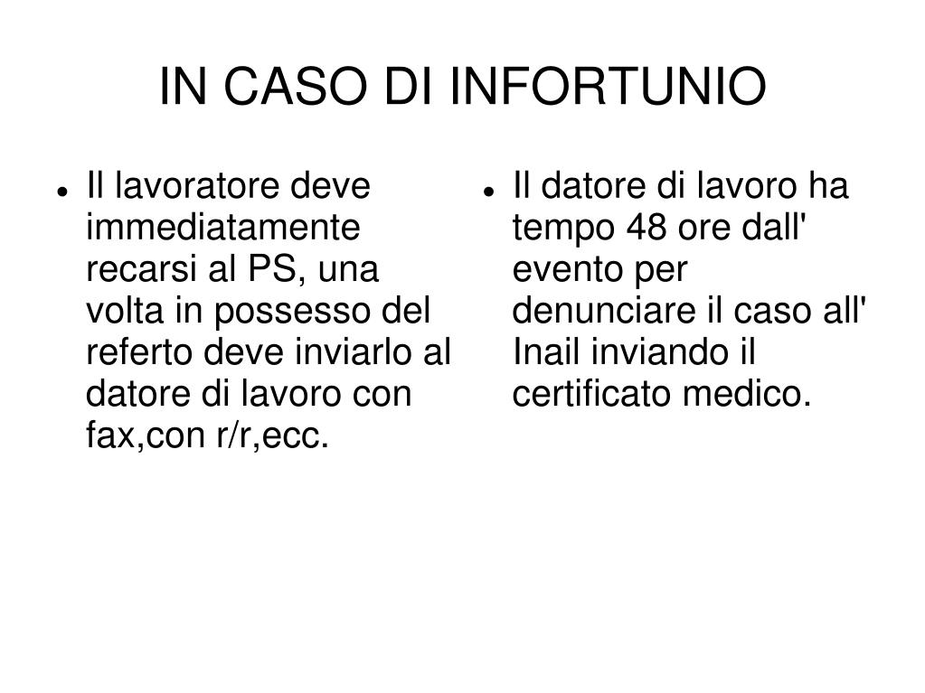 PPT IN CASO DI INFORTUNIO PowerPoint Presentation, free download ID