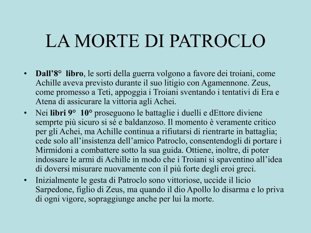 La Morte Di Patroclo E Il Dolore Di Achille Riassunto PPT - ITALIANO PowerPoint Presentation, free download - ID:345156