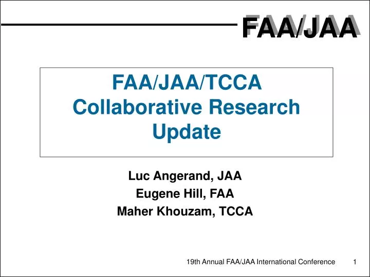 faa jaa tcca collaborative research update n.