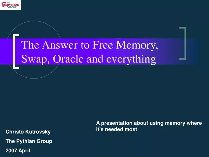 the answer to free memory swap oracle and everything n.