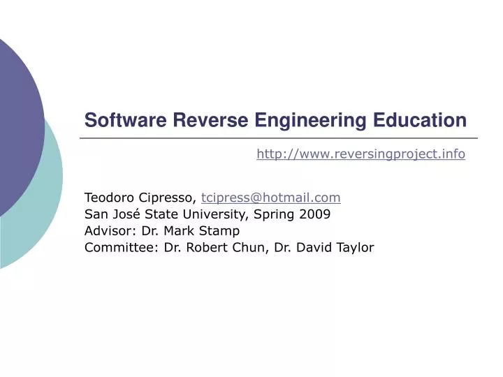 software reverse engineering education n.