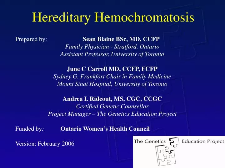 hereditary hemochromatosis n.