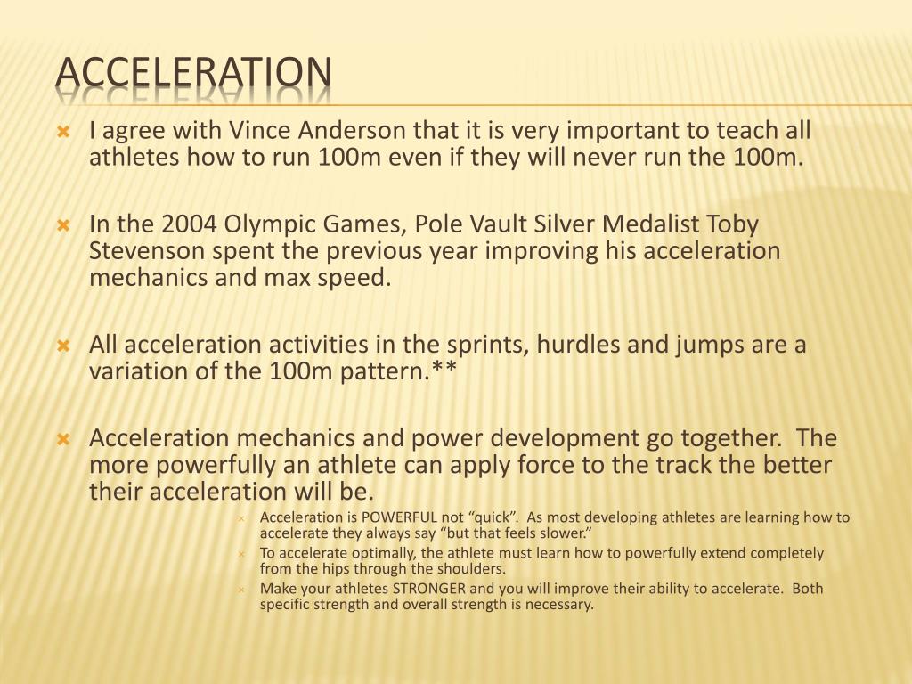 Vince Anderson Acceleration Chart