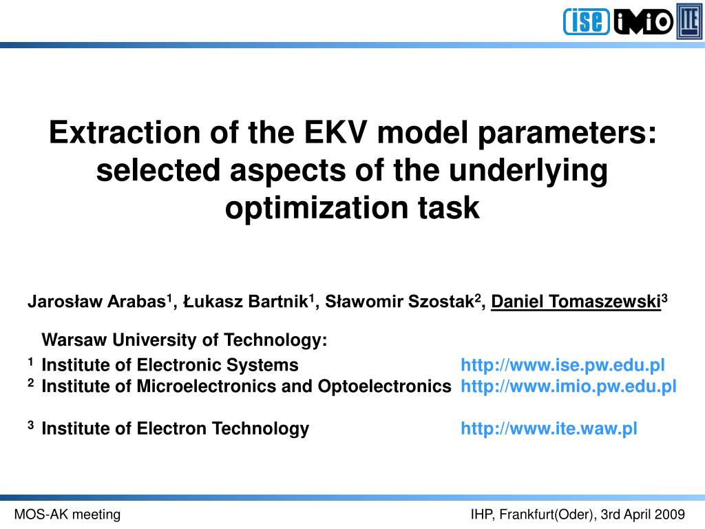 ppt extraction of the ekv model parameters selected aspects of