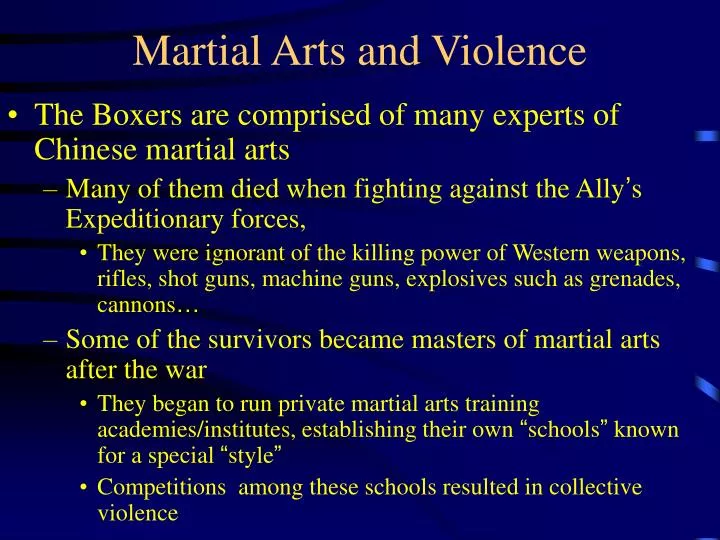 martial arts and violence n.