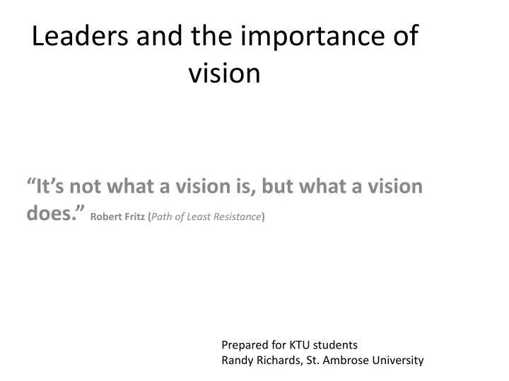 leaders and the importance of vision n.