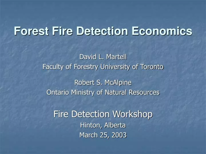 forest fire detection economics n.