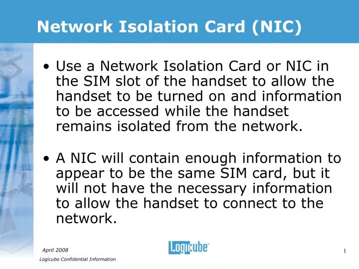 network isolation card nic n.