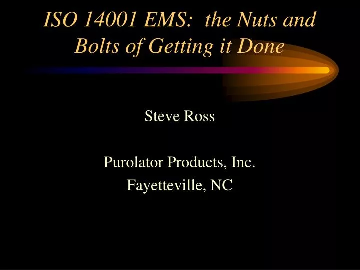 iso 14001 ems the nuts and bolts of getting it done n.