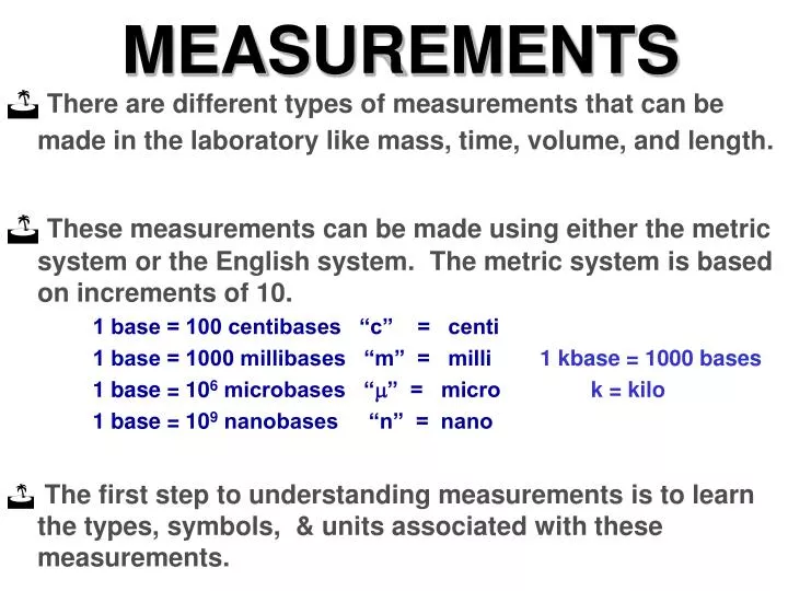 measurements n.
