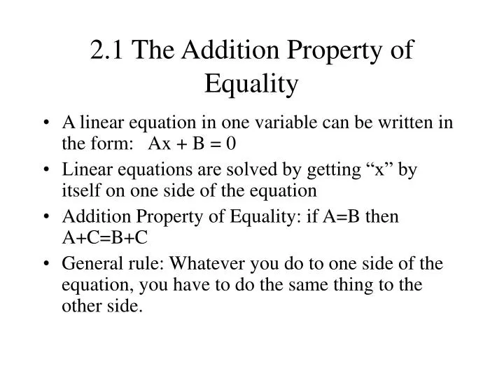 2 1 the addition property of equality n.
