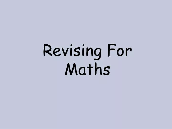 revising for maths n.